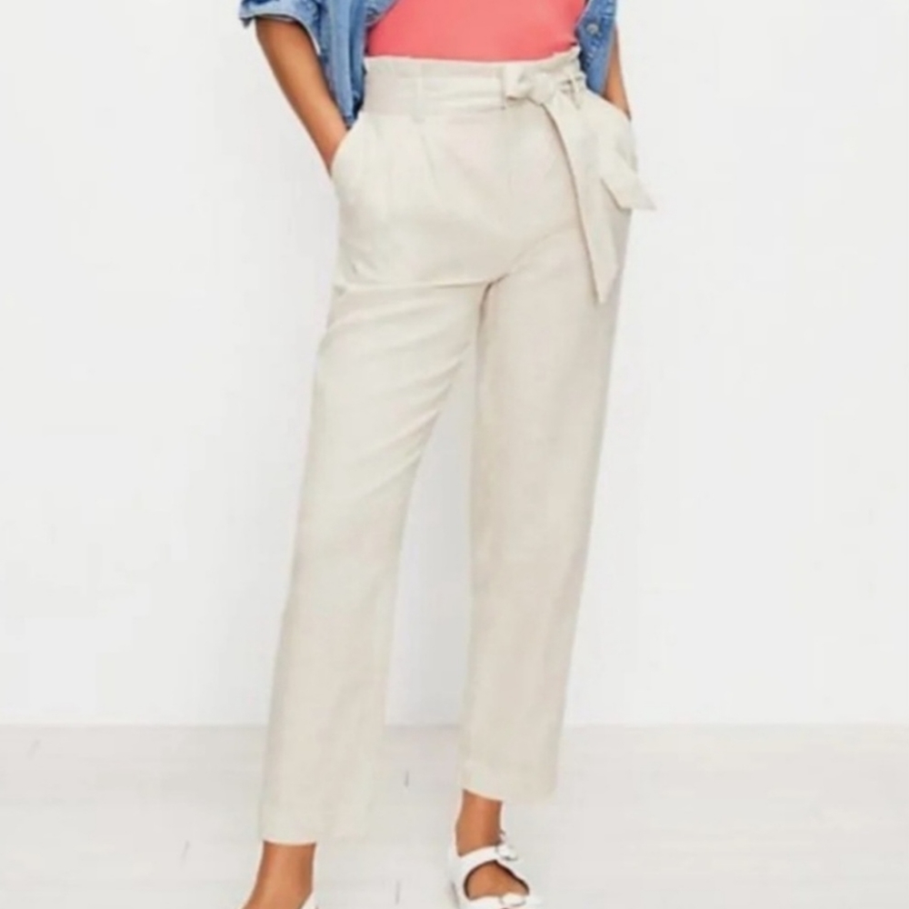 Loft Linen Paper Bag Waist Pants Size SP